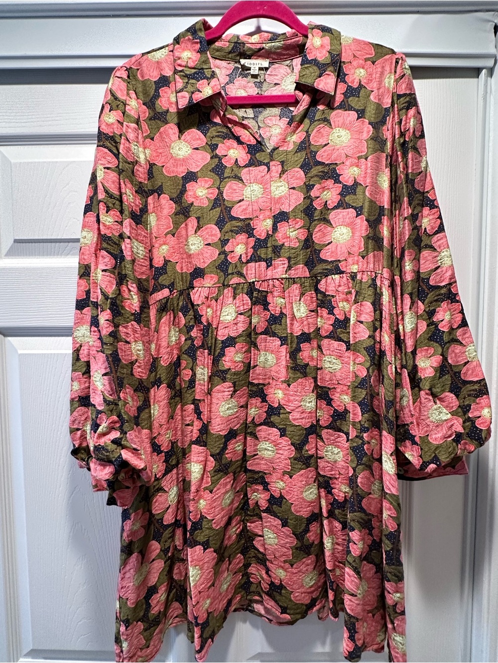 JODIFL Pink Green Floral Dress